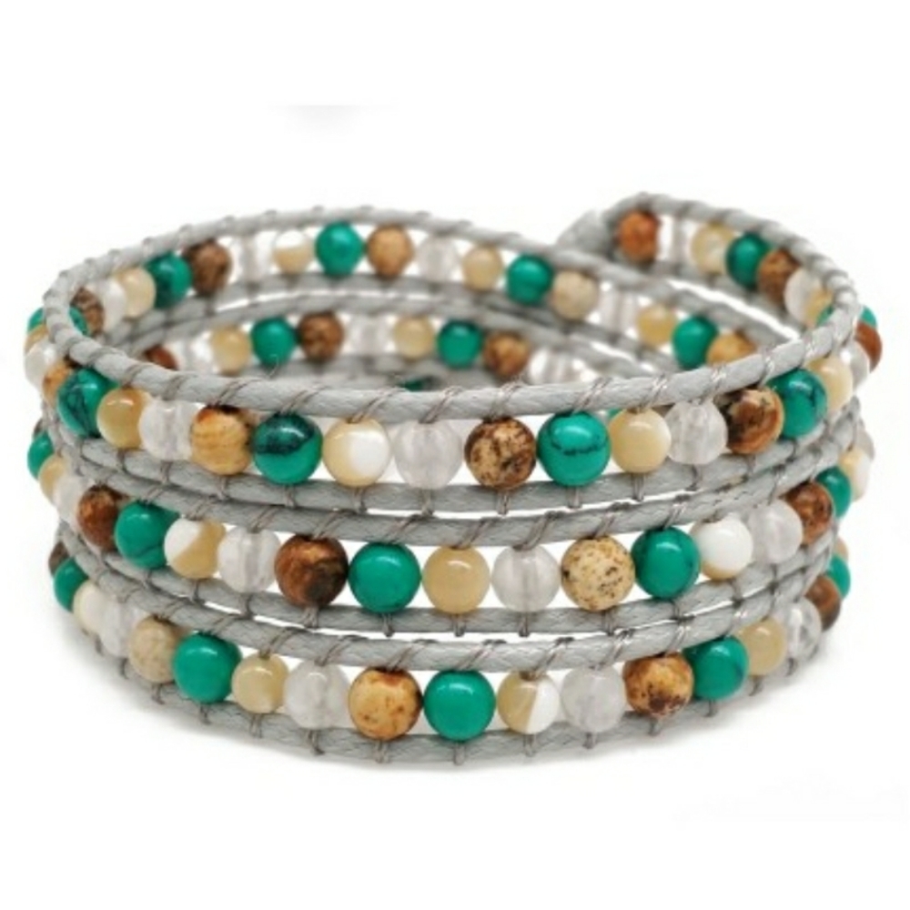 New Handmade Natural Stone 3 Wrap Bracelet - Picture 1 of 4